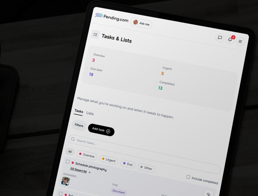 Pending Deal Room on iPad